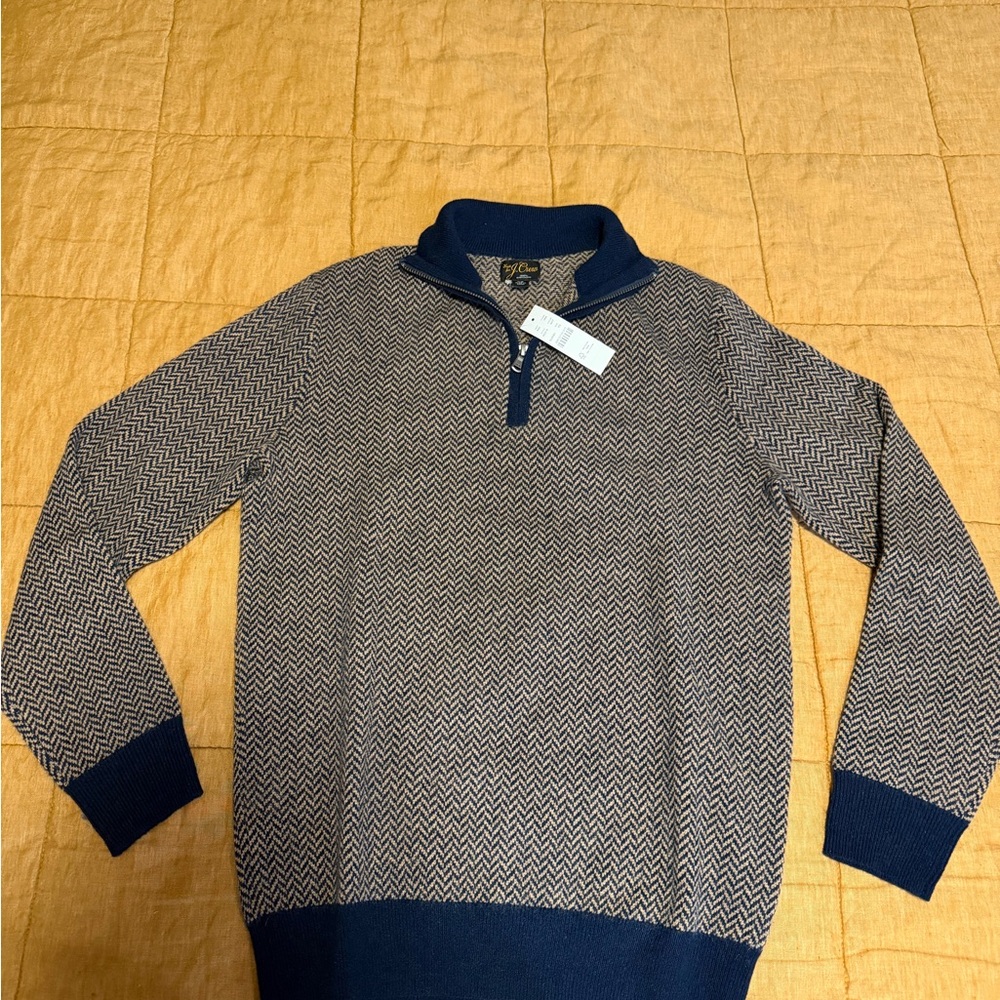 J.Crew Cashmere Quarter Zip Herringbone - Picture 5 of 10